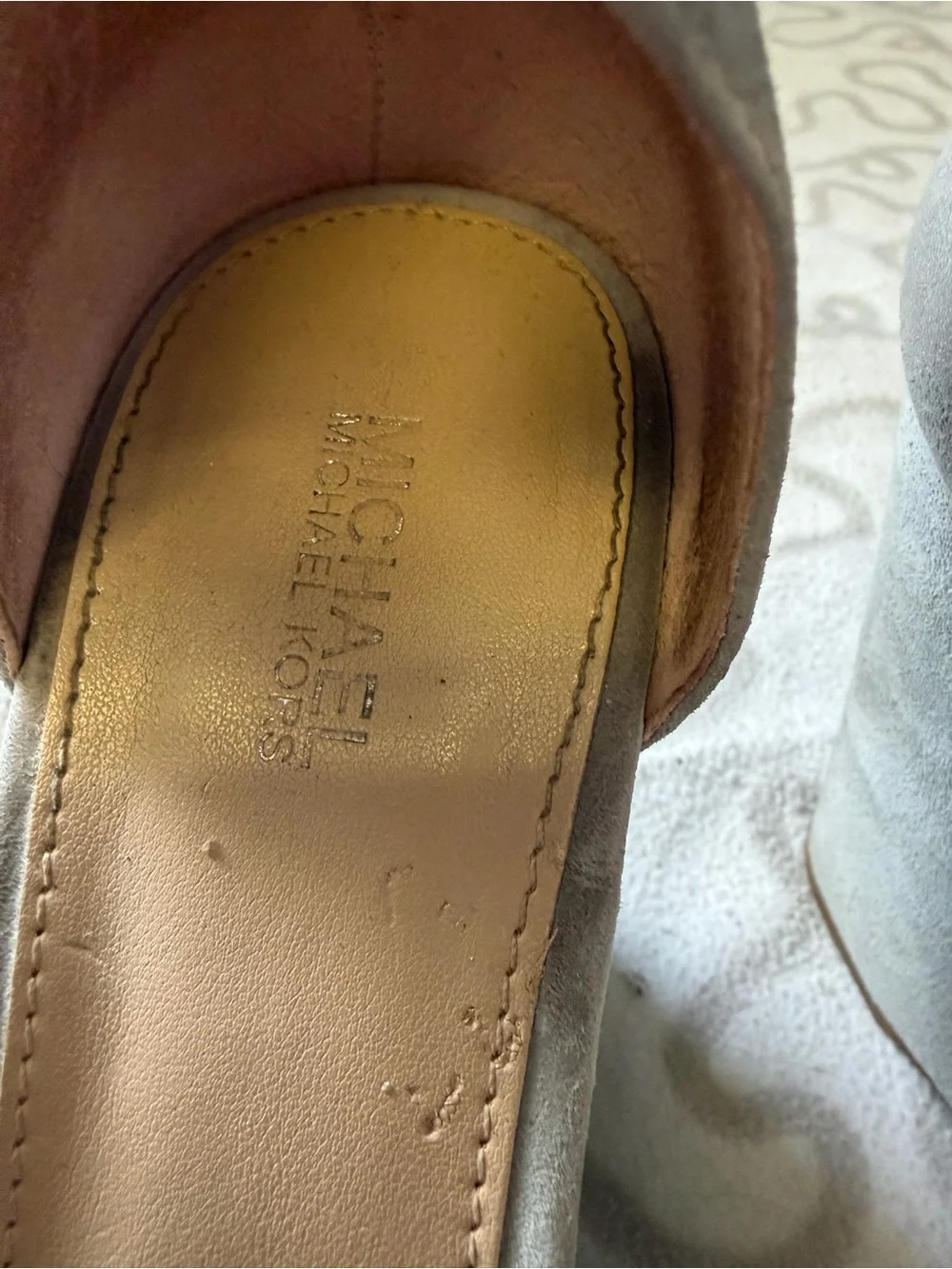 Michael Kors Gray Suede Platform Wedge Sandals with Ankle Strap